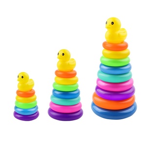 Anillo de plástico de alto colorido para niños, juguete divertido, Educación Temprana, estilo de construcción, vasos apilables inspirados en Rainbow Tower - Product Image 1