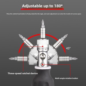 8-in-1 Ratchet <b>Screwdriver</b> Multi-Angle Multifunctional Phillips Slotted Torx <b>Set</b> Insulated Polypropylene Handle - Product Image 3