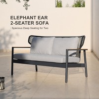 Ensemble de canapés d'extérieur OSMEN Elephant Ear 4 pièces, design moderne, structure en aluminium, tissage en corde, résistant aux intempéries et aux UV