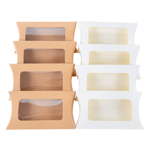 Transparent Window Recyclable Kraft Paperboard Pillow-Shaped Food-Safe Snacking Gift <b>Box</b> - Product Image 1