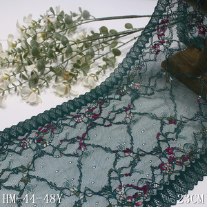23CM Vert Nylon Spandex Fantaisie Dentelle Jacquard Élastique Stretch Dentelle Garniture Colorée Petite <span class=keywords><strong>Fleur</strong></span> Dentelle pour Couture Vêtements - Product Image 1