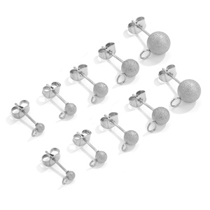 Anting baja tahan karat temuan pasir bola emas anting post dengan <span class=keywords><strong>loop</strong></span> untuk DIY anting membuat perhiasan - Product Image 5