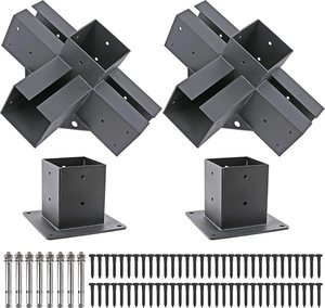 Support d'angle à Angle droit à 4 voies en acier inoxydable avec vis pour support de Pergola à faisceaux de <span class=keywords><strong>bois</strong></span> 4*4 - Product Image 5
