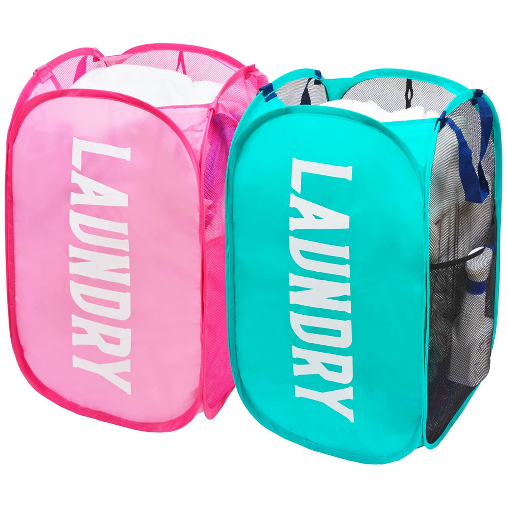 Collapsible Laundry Baskets Fold Mesh Laundry Basket Pop Up Mesh Basket Honeycomb Mesh Laundry Bags