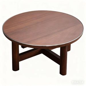 <b>Mini</b> Round Walnut Coffee <b>Table</b> 60Cm Simple Home Tatami Tea <b>Table</b> Sofa <b>Side</b> <b>Table</b> - Product Image 4