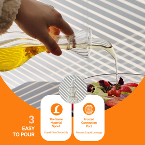 Botella Dispensadora de Aceite de Vidrio de Borosilicato Alto de 27 oz/800 ml, a Prueba de Fugas, Desmontable, Apta para Alimentos, de un Solo Orificio, OEM ODM, Soplada a Mano - Product Image 5