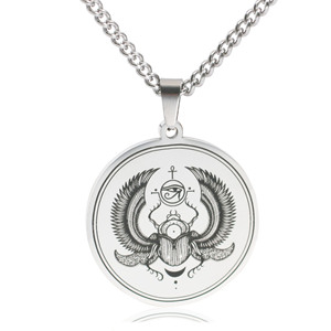 Jingxiang in acciaio inox antico egizio scarabeo diavoli occhio personalizzato retrò titanio Horus collana pendente - Product Image 5