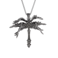 Collier Croix Ange à Six Ailes Tendance, Bijou Pendentif Gothique pour Homme