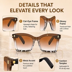 Lunettes intelligentes IA avec commande tactile, assistant vocal, traduction en temps réel, lecteur de musique, monture œil-de-chat - Product Image 1