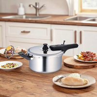Casserole à pression en acier inoxydable avec indicateur de pression visuel, fond en aluminium à trois couches, poignée en bois, antiadhésif