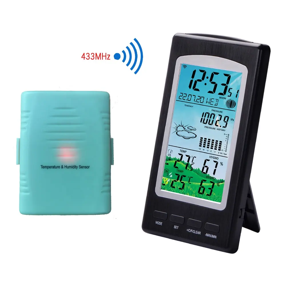 Automatic Weather Forecast Color Home Clock Temperature Hygrometer Outdoor Wireless Weather Station
