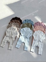 Combinaisons une pièce pour nouveau-nés Dirbaby (0-1 an) en Spandex/Coton, col rond, fermeture éclair, poches, style décontracté, printemps - Vente en gros