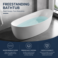 Baignoire autoportante en acrylique Ningjie - Design moderne, robinet inclus, garantie de 3 ans, vidange centrale