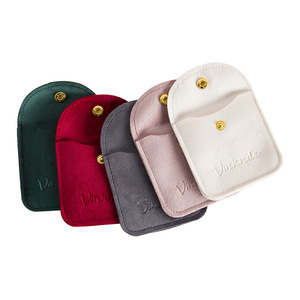 Vinkende Velvet Jewelry Bag Oval Snap Button Storage Case For Necklace Earring <b>Bracelet</b> Pendant 10x10cm - Product Image 4
