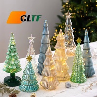 Décorations de Noël LED, ornements en verre cristal, lampe lumineuse pour arbre de Noël, lumières de nuit, décorations de Noël, lanternes en cristal