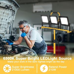 <b>LED</b> Work <b>Light</b> With Stand 210W 21000 Lumen 6000K Super Bright Three Head <b>Lights</b> Adjustable and Foldable Tripod <b>LED</b> Work <b>Light</b> Wi - Product Image 6