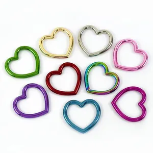 MeeTee BF828 35mm Other Bag Hardware Parts DIY Pendant Accessories Color Heart Shaped D Ring Buckle For Keyring Handbag Strap