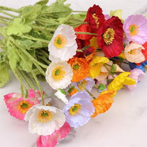 YOPIN-7679 nouveau 4 têtes artificielles flocage coquelicot fleurs vraie touche printemps couleurs blanc rouge soie maïs coquelicot décoration de mariage - Product Image 1