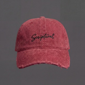 Casquettes de baseball personnalisées à 6 panneaux avec logo brodé, rose vif, tendance, en coton lavé, non structurées, style « dad hat » - Product Image 1