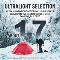 Tente de randonnée ultra-légère à double couche, professionnelle, anti-pluie, anti-vent, pour le camping en toutes saisons, 220x135x108cm >3000mm