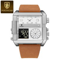 Montre chronographe à quartz Poedagar 997 pour homme, bracelet en cuir de haute qualité, étanche, lumineuse, calendrier, sport, luxe, montre-bracelet pour homme