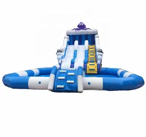 Wholesale concrete water slide-Super quality large commercial inflatable water slide with swimming pool for sale