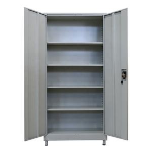 Lemari arsip besi pintu ganda dengan 4 rak kabinet penyimpanan logam hitam - Product Image 1