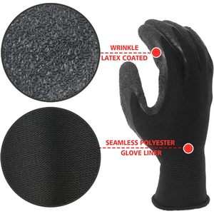 Factory-direct customizable <b>gloves</b> Safety Work <b>Gloves</b> XXL Black Latex Coated Anti Slip General Purpose Multi Use <b>For</b> <b>Men</b> Women - Product Image 2
