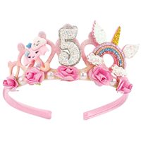 Serre-tête en plastique fait main SuPoo pour enfant de 2 ans - Couronne de fleurs, diadème de princesse pour filles, décorations mignonnes pour fête d'anniversaire