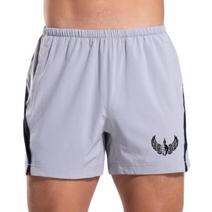 Shorts de course légers pour hommes gris clair et noir avec empiècements, pour l'entraînement, la gym, le sport et les activités sportives, avec poches latérales - Product Image 3