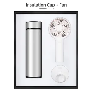 Groothandel Isolatie Cup + Draagbare Ventilator Paraplu Gift Set Koel En Comfortabel In De Zomer