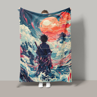 Couverture en polaire à motif d'anime japonais, couverture imprimée numériquement personnalisée pour les fans, les collectionneurs, couverture en polaire sublimée