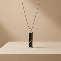 Ensemble bague signet, collier et boutons de manchette en acier inoxydable 316L, marbre noir veiné blanc, gravable sur mesure, bijoux pour hommes, vente en gros OEM
