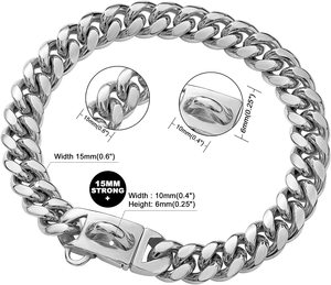 Catena di lusso in acciaio inossidabile collare personalizzato di design in oro con fibbia per cani collare e guinzaglio per cani in metallo dorato - Product Image 4