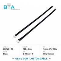 Câble de raccordement 4 broches pas de 1,50 mm vers fil nu étamé de 3 mm, 160 mm/0,52 pi, UL1061 26AWG noir pour connexion interne d'électronique grand public