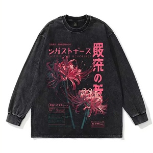 <span class=keywords><strong>T</strong></span>-<span class=keywords><strong>shirt</strong></span> T171 con Stampa Anime Estetica, Motivo Floreale Grunge Morbido con Giglio Ragno Giapponese, Abbigliamento Estetico, Magliette per Uomo - Product Image 2