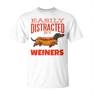 Camiseta con estampado de hot dog de Weiners Dachshund que te distrae fácilmente - Product Image 1