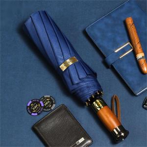 <span class=keywords><strong>Parapluie</strong></span> <span class=keywords><strong>pliant</strong></span> pour <span class=keywords><strong>homme</strong></span> <span class=keywords><strong>haut</strong></span> <span class=keywords><strong>de</strong></span> <span class=keywords><strong>gamme</strong></span> SD avec manche en bois massif et lettrage à dix os coupe-vent automatique <span class=keywords><strong>de</strong></span> publicité commerciale - Product Image 2