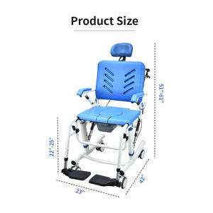 הרכב נייד commode גלגלים reclining שיער כיסא כביסה אמבטיה ציוד בטיחות פנימי כסא commode פנימי למבוגרים קשישים - Product Image 5