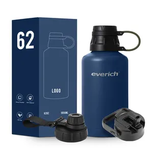 New development 64oz Vacuum double wall stainless steel wide mouth outdoor Portable thermos water bottle with handle