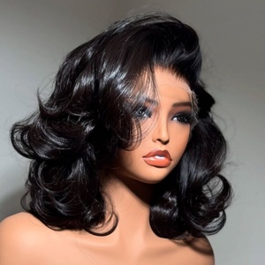 วิกผมบ๊อบสั้นแบบไล่สี Letsfly Wholesale Ombre วิกผมแท้แบบปิดหน้าผากโปร่งใส 4x4 สีน้ำตาล วิกผมบ๊อบหยิกเด้งดึ๋งสำหรับผู้หญิงผิวสี - Product Image 1