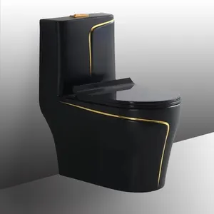 Tualet lavatory un pezzo bagno occidentale di lusso s trappola lavando grigio opaco colore oro nero ciotola in ceramica wc tazza del water