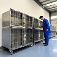 Premium 304 Edelstahl 3-Einheiten Vertikaler Katzenkäfig mit Acryl-Liegeflächen für Tierkliniken