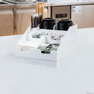 Dispensador de vasos de papel desechable, soporte organizador de  almacenamiento de tapa y taza de café de acrílico, accesorios de  restaurante
