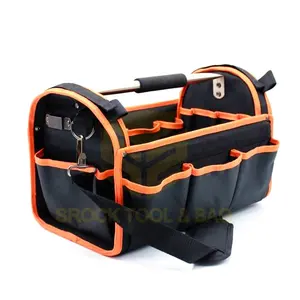 16 인치 멀티 포켓 정원 도구 캐리어 가방 상자 뻣뻣한 프레임 도구 주최자 오픈 장인 도구 가방