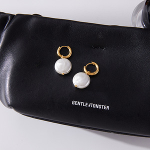 Pendientes colgantes de acero inoxidable con perlas de imitación, bola redonda, joyería para uso diario - Product Image 4