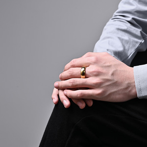 Tungsten Steel 18K Gold Plated <b>Ring</b> 4mm 6mm 8mm Unisex Fashionable Index Finger <b>Ring</b> For Men And Women - Product Image 2