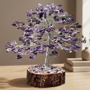 Árbol de Cristal de Cuarzo Transparente Hecho a Mano con Alambre Dorado y Base de Madera Natural, Decoración para el Hogar - Product Image 3