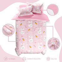 Ensemble de literie 3 pièces en microfibre pour enfants filles, motif lapin, taille double, comprenant couette, taie d'oreiller et drap-housse – Cadeau d'anniversaire – Vente en gros fabricant