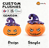 Peluche Citrouille Personnalisée Halloween, Certifiée Sécurité, Tissu Recyclé, Super Douce et Moelleuse, Cadeaux pour Événements - Vente Flash